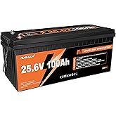 24V 100Ah LiFePO4 Lithium Battery Built-in 100A BMS 2560Wh 4000+ Deep Cycles Rechargeable Battery 24V Lithium Battery for Tro