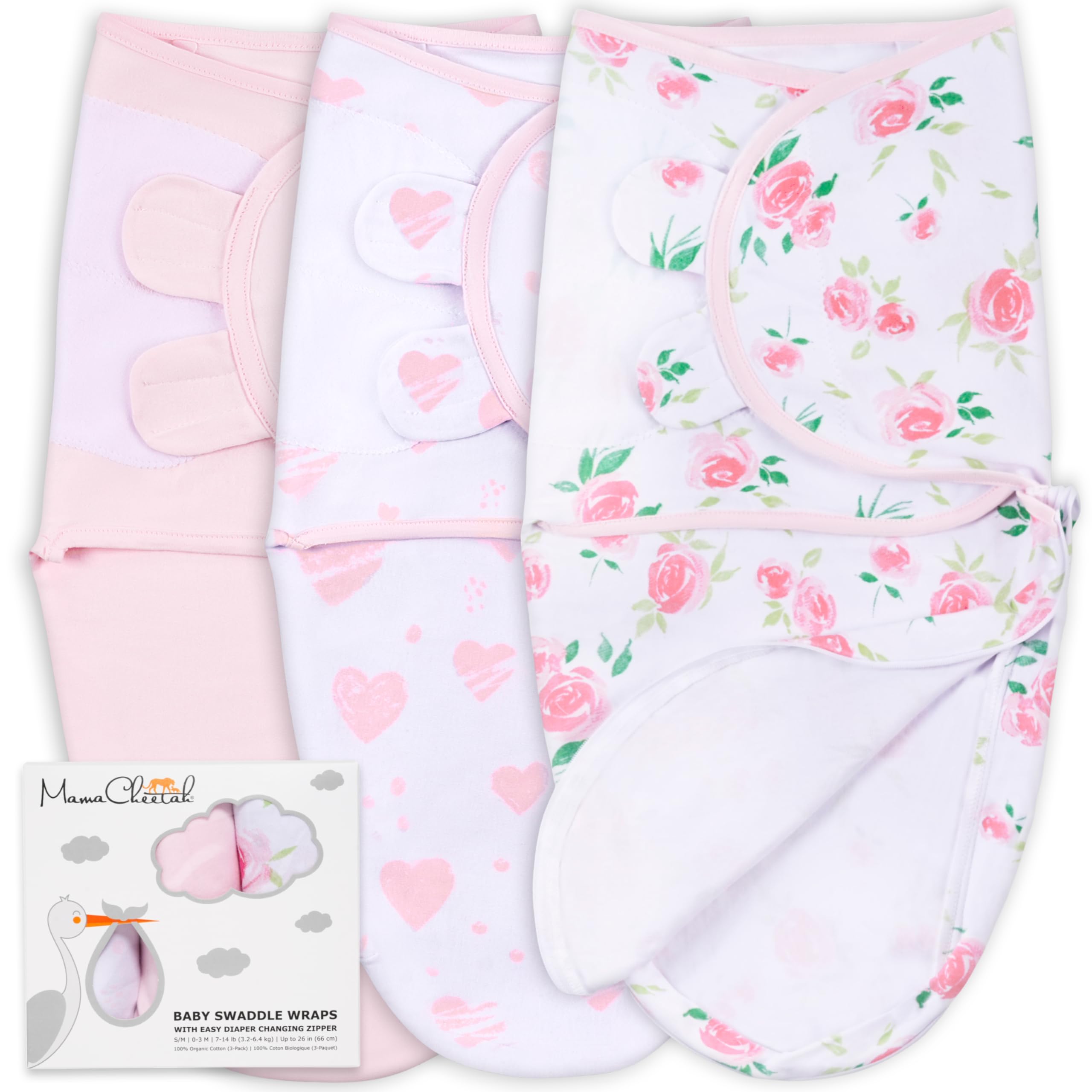 Mama Cheetah Baby Swaddle Sack, Organic Swaddle Blanket, Newborn Swaddling Sleep Sacks, Adjustable Infant Blanket Wrap, Easy Swaddles for Boy Girl 0-3 Month