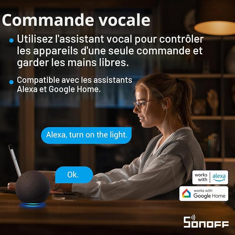 Zigbee interrupteur Intelligent ZBMINIR2, Fonctionne Avec Alexa, Google Home, NéCessite Une Passerelle Zigbee, NéCessite Un Fil Neutre