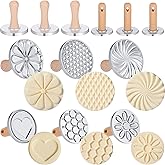 Tioncy 6 Pcs Cookie Stamps for Baking Metal Press with Wooden Handle Cookie Maker Decorating Supplies for Christmas thanksgiving DIY Baking Cake Pastry