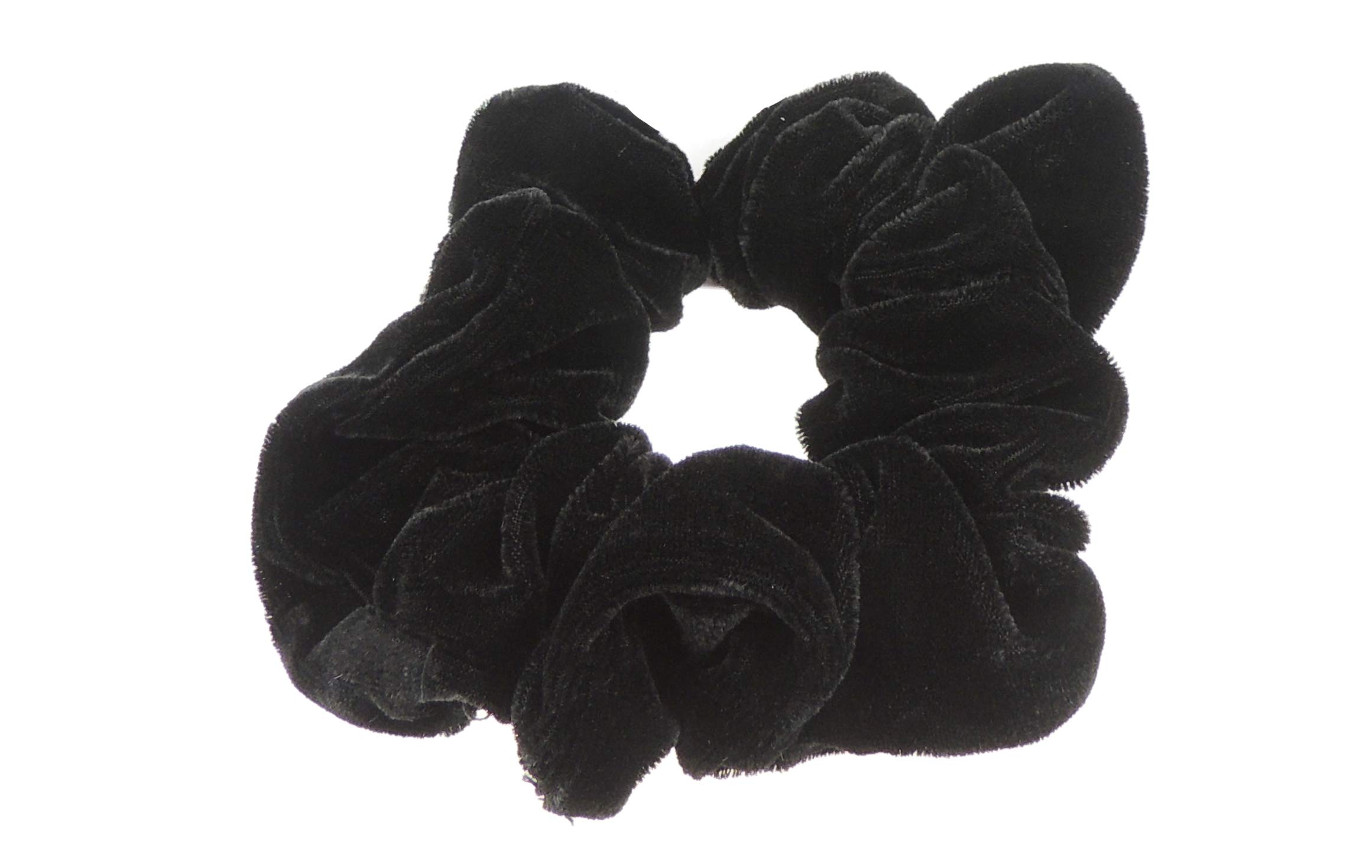 Womens Girls Plain Solid Velvet School Christmas Party Bag Ponio Rope Hair Tie Up Back School Hair Elastic Accessories Bobbles Ponytail Holder Rubber Bands Scrunchie (Black)