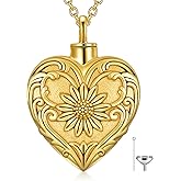SOULMEET Flower Cremation Jewelry for Ashes, Silver/Gold Sunflower/Butterfly Urn Necklace for Ashes, Cherish Memories Cremation Locket Jewelry