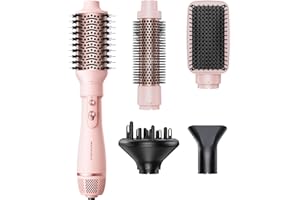 Blow Dryer Brush Set, Wavytalk Air Sculpt 5-in-1 Hot Air Brush Set, Multi Hair Styler for Salon Blowouts, Smooth Curls, Volumizing and Straightening, Sleek and Less Frizz, Pink