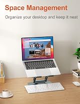 tounee Adjustable Laptop Stand 360° Rotating Base Aluminum 10-16 inch Gray view 8