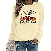 GDPRYS Thanksgiving Sweatshirts Women Thankful Grateful and Blessed Sweatshirt Pumpkin Pullovers Shirts Tops Blouses