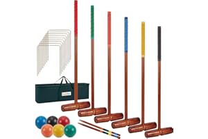 SpexDarxs 35’’ Deluxe Croquet Set, Six Player Croquette Game with Premium Wooden Mallets, Colored Balls, Wickets, Stakes, Carrying Bag, Outdoor Family Games for Lawn/Backyard/Park