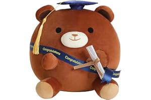 Finebee Bear Stuffed Animal Bear Plushie Brown Bear Present Doll Gifts Soft Graduation Bear Plush with Cap for Kids Students Kawaii Celebratory Souvenir 10 Inch
