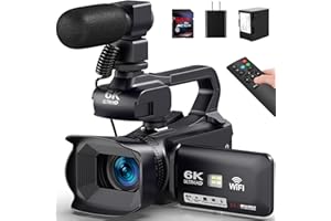 SPPRANDOM 6K 64MP Video Camera Camcorder, 18X Digital Zoom IR Night Vision Vlogging Camera for YouTube, 4.0" Touch Screen Digital Camera with WiFi, Microphone, 64G SD Card, Remote Control, Charger