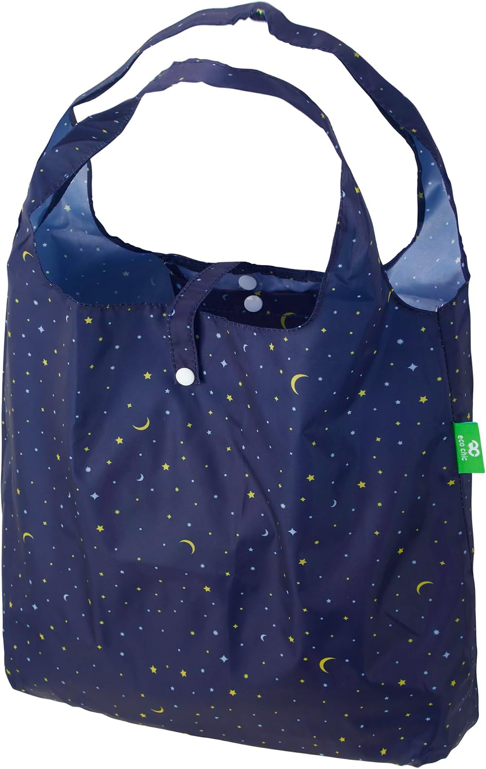 ECO CHIC Lightweight Foldable Reusable Shopping Bag Navy Stars and Moons
