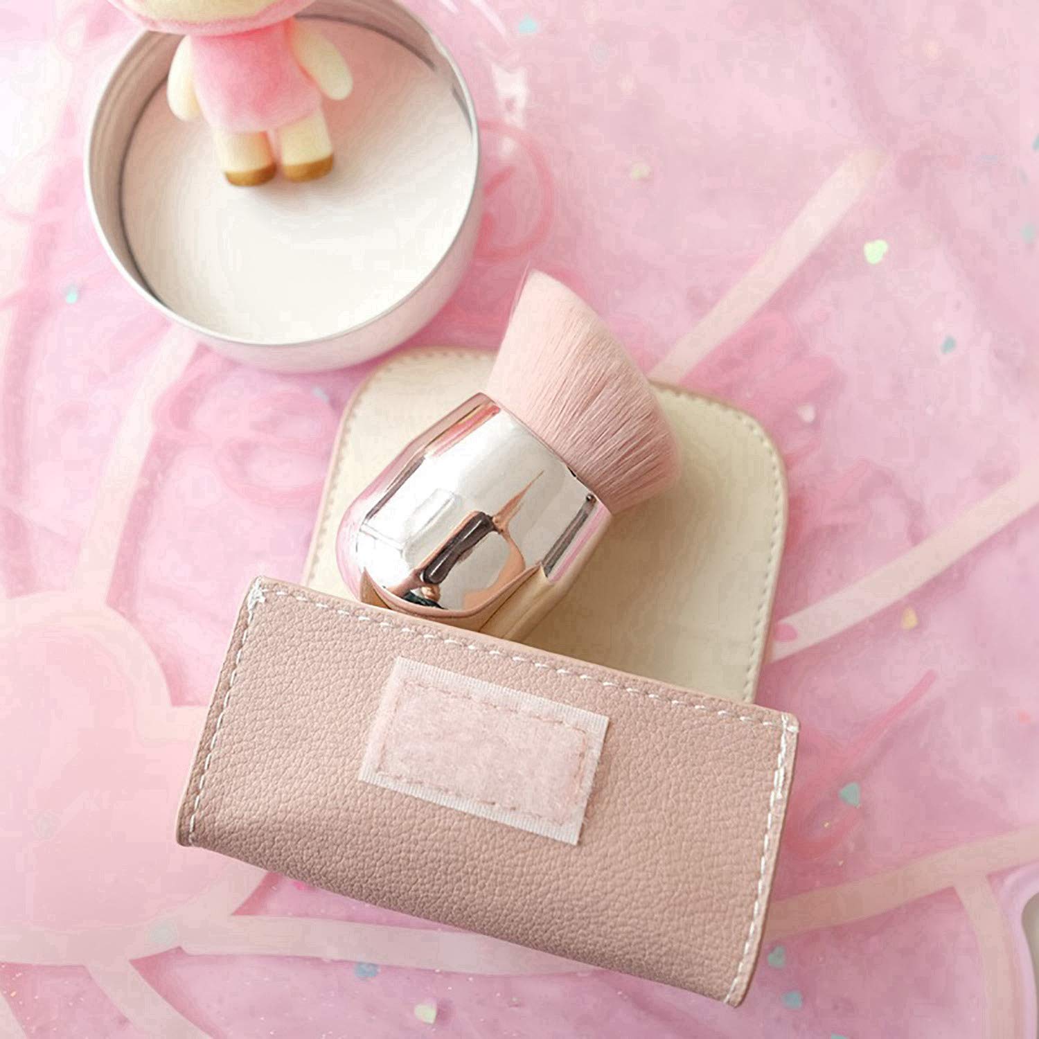 ENERGY Kabuki Powder Foundation Brush Portable Powder Brush Angled Large Face Blush Brush(Pink,Angled): Beauty