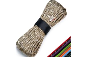 KOKKOYA 4-in-1 Survival Paracord 550 Paracord 550 Fire Cord Paracord 10 Strand, 5/32" Diameter U.S. Military Type III 550 Parachute Cord with Integrated Fishing Line, Fire-Starter Tinder
