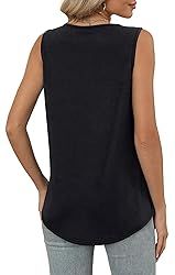 OFEEFAN Womens Summer Tops Black Tank Woman V Neck
