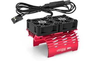 JUZUXI RC Car Dual Cooling Fans 30mm 28000 RPM Motor Heatsink with Metal Cover 3650 3660 3665 540 550 Brushless Motor Twins Heatsink for 1/10 RC Car Truck Diameter 36/ 38mm Brushless Motor (Red)