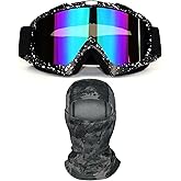 immoono Motorcycle Dirt Bike Goggles Windproof Dustproof ATV Racing Ski Goggles Protective Safety Glasses with Balaclava Mask