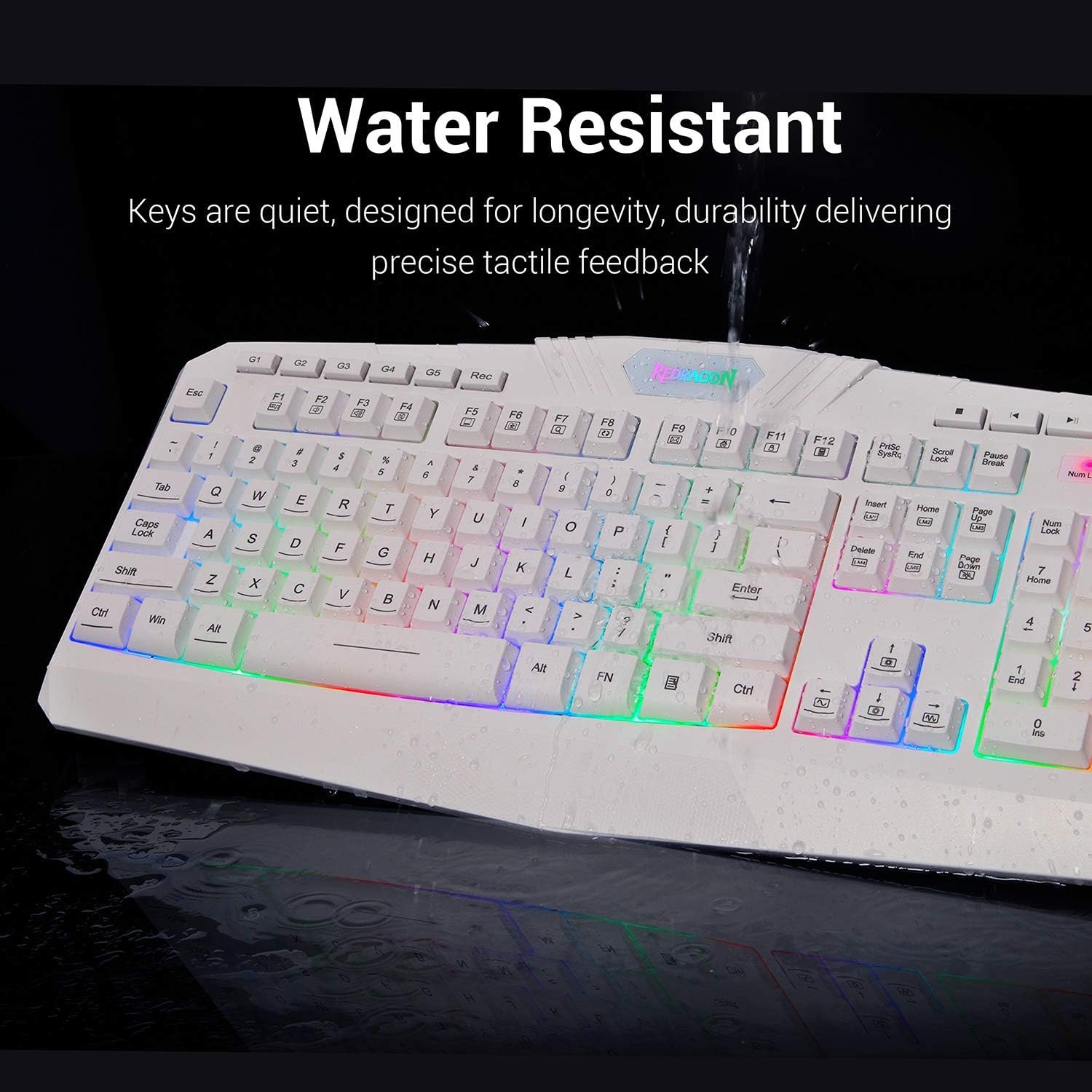 Redragon S101 Wired Gaming Keyboard and Mouse Combo, RGB Backlit 104 Keys Ergonomic Keyboard with Macro Multimedia Keys Wrist Rest and 8 Buttons Backlit Gaming Mouse for Windows PC (White Version): Computers & Accessories