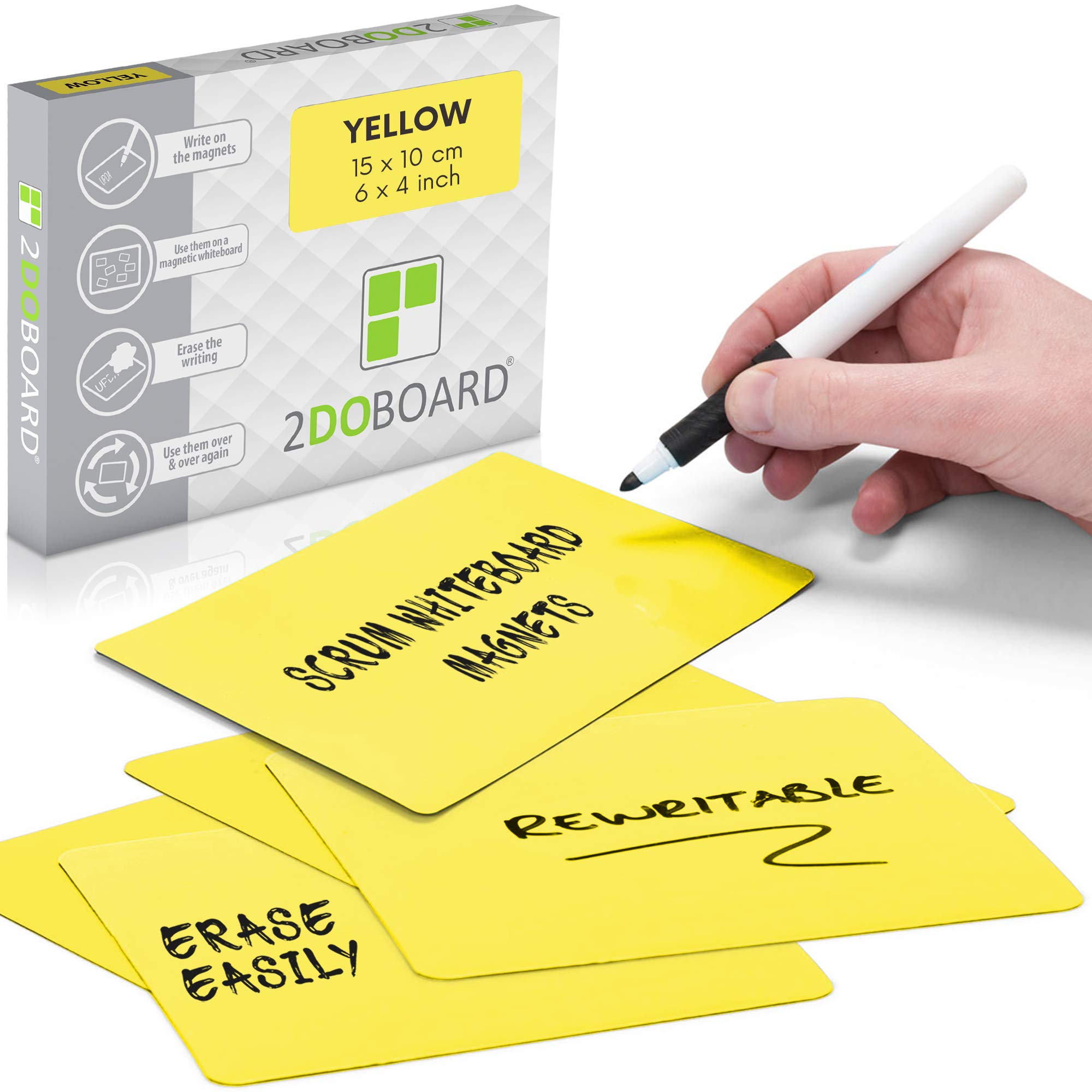 Magnetic Notes or Magnetic Sticky Notes 6 x 4 Inch - Yellow - Set of 25 Pieces - Can be Used for Scrum and Agile Boards