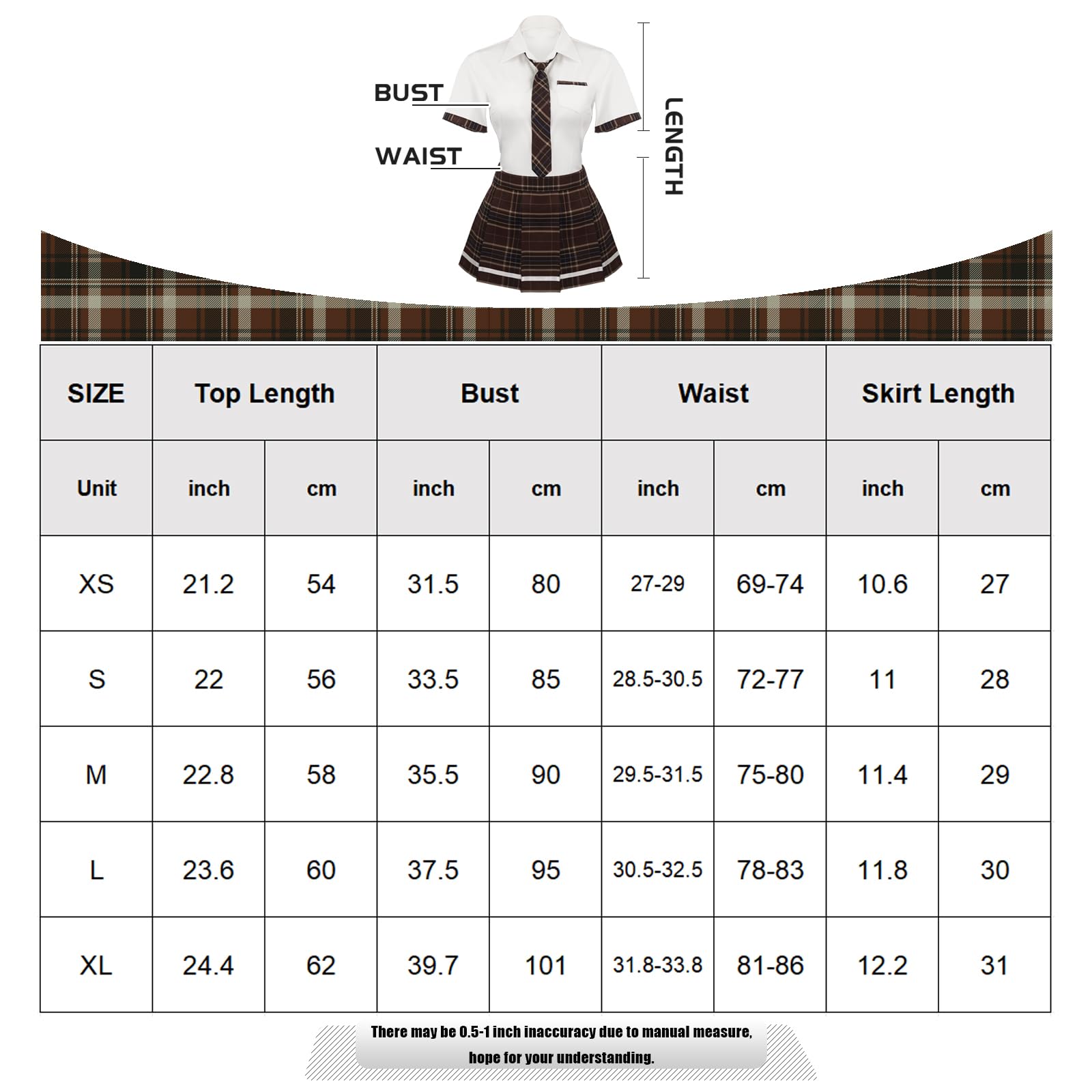 paloli Women Schoolgirl Costumes Lingerie Set Student Roleplay Outfit With Plaid Mini Skirt