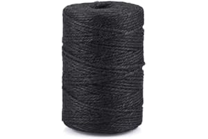 jijAcraft Jute Twine String 328 Feet, 2mm Black Natural Twine for Gift Wrapping, 3-Ply Hemp Colored Twine for DIY Halloween Christmas Handmade Arts, Climbing Plant Garden Craft, Gift Decoration Twine