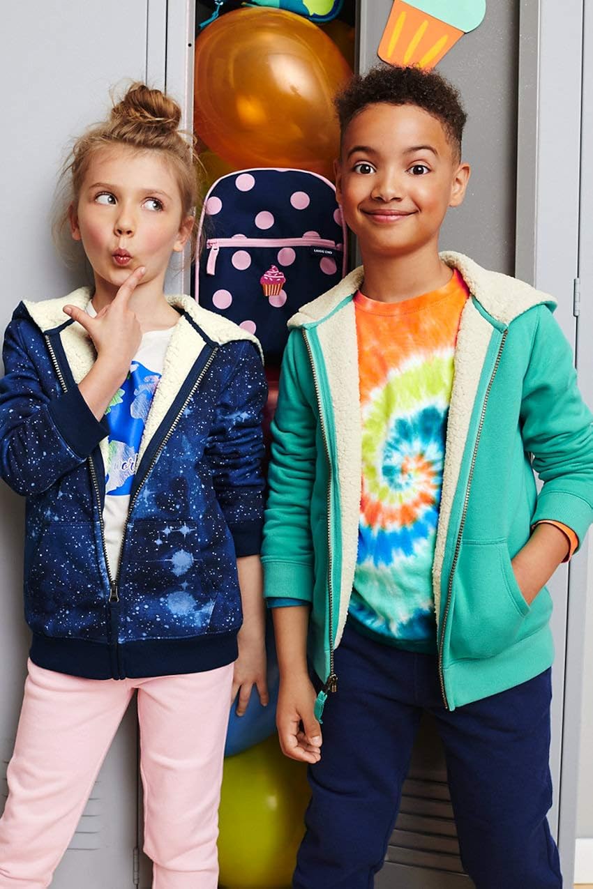 Lands' End Kids Sherpa Lined Zip Hoodie: Clothing