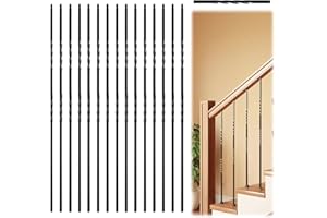 IRIISY 15 Pack Iron Balusters for Staircase Interior, Stair Balusters 44" Black Double Twist Metal Balusters Stair Spindles for Staircase Decks Balusters Satin Railing Indoor Outdoor (Double Twist 15 Pack)