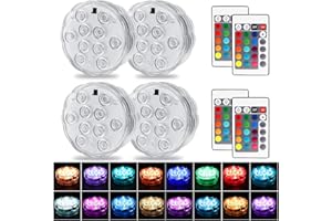 [4-Pack] Submersible Led Lights with Remotes, Kinhon Waterproof Submersible Lights Battery Operated, Underwater Pond Lights RGB Multi-color Pool Light for Pond, Garden, Base, Wedding