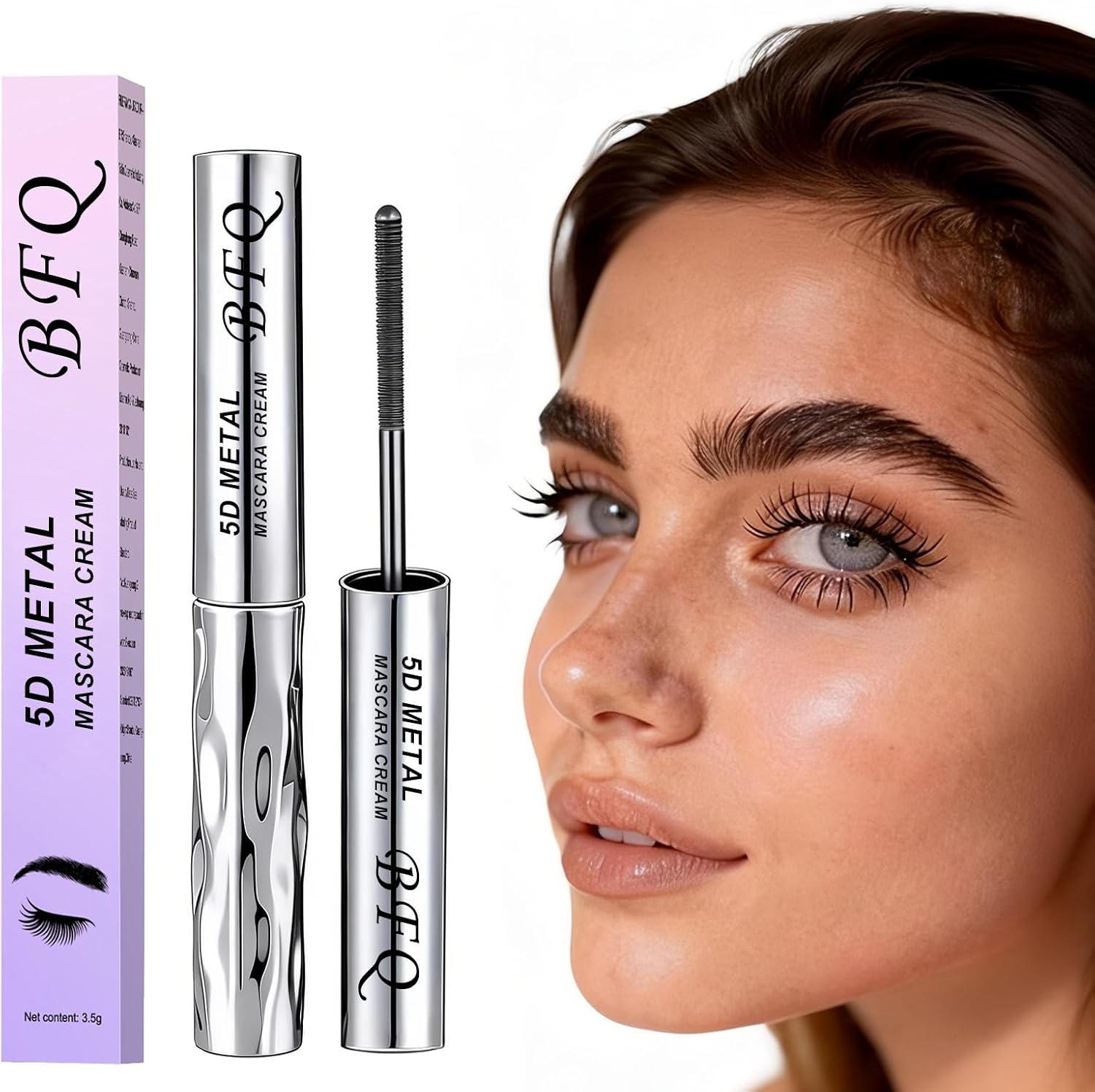 Iron Wand Mascara, 5D Curling Eyelash Iron Mascara with Washable Metal Wands, Waterproof Mascaras Black Volume and Length, Long-lasting Smudge Proof Mascaras for Lengthening Volumizing Eyelashes (1)