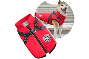 2 in 1 Dog Clothes for Large Dogs, Winter Warm Dog Coat Jacket Vest, Pet Coat Harness for Large Dogs 4XL