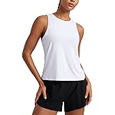 CRZ YOGA Cloudweight Crew Neck Workout Tanks Lightweight Athletic Gym Tops for Women Soft Basic Running Sleeveless Shirts