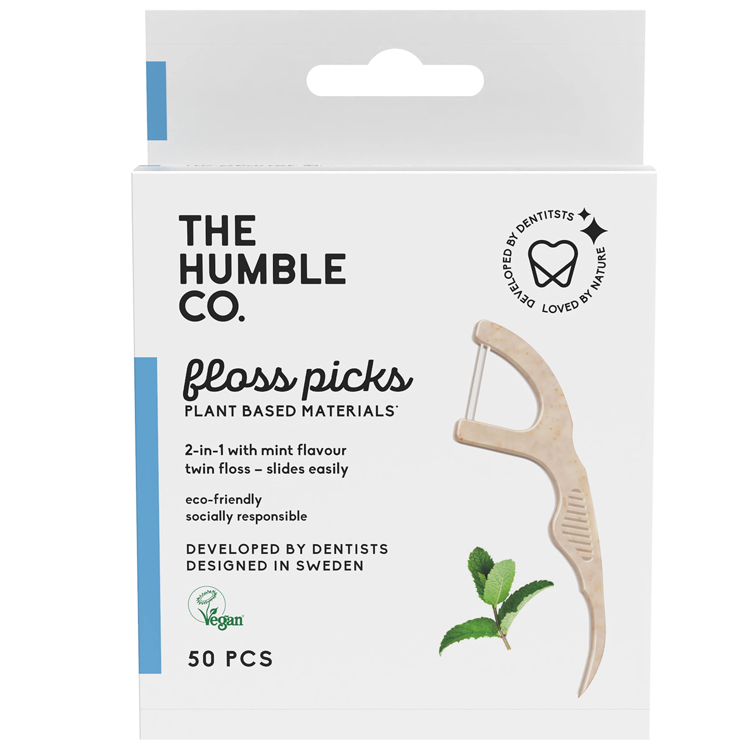 Humble Natural Dental Floss Picks - Flossers - Dental Floss Sticks - 2 x 50 pcs