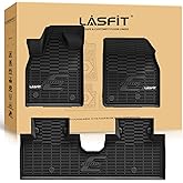 LASFIT Floor Mats for Ford Mustang Mach-E 2021-2025 2026 TPE All Weather Protector Car Liners, 1st & 2nd Row, 3pcs Black