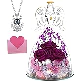 ANWEAO Valentines Day Gifts for Her,Preserved Real Rose in Angel Glass Crystal Angel Figurines,The Best Mothers Day Anniversary Birthday Gifts for Wife Girlfriend Women Mom Best Friend Her