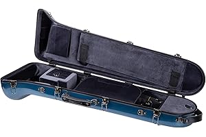 Crossrock Fiberglass Case fits for F-Trigger or Straight Trombone with Removable Shoulder Straps, with TSA Lock-Blue (CRF1020