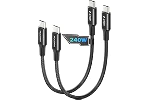 Moorami [2-Pack] 1ft/30cm Short 240W USB C to USB C Cable, 12-inch PD 3.1 Fast Charging Cord Compatible for CarPlay, iPhone17