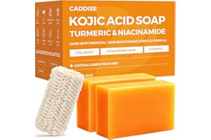 CADDISE Kojic Acid Turmeric Soap Bars – Dark Spot Remover & Skin Care, Handmade Face & Body Wash Bars with Niacinamide, Shea Butter, Tea Oil, Vitamin C (2 Pack, 8.5 Oz)