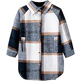 Kids Little Baby Plaid Flannel Shirt Casual Lapel Button Down Shirts Toddler Long Sleeve Plaid Blouses Coats Jackets