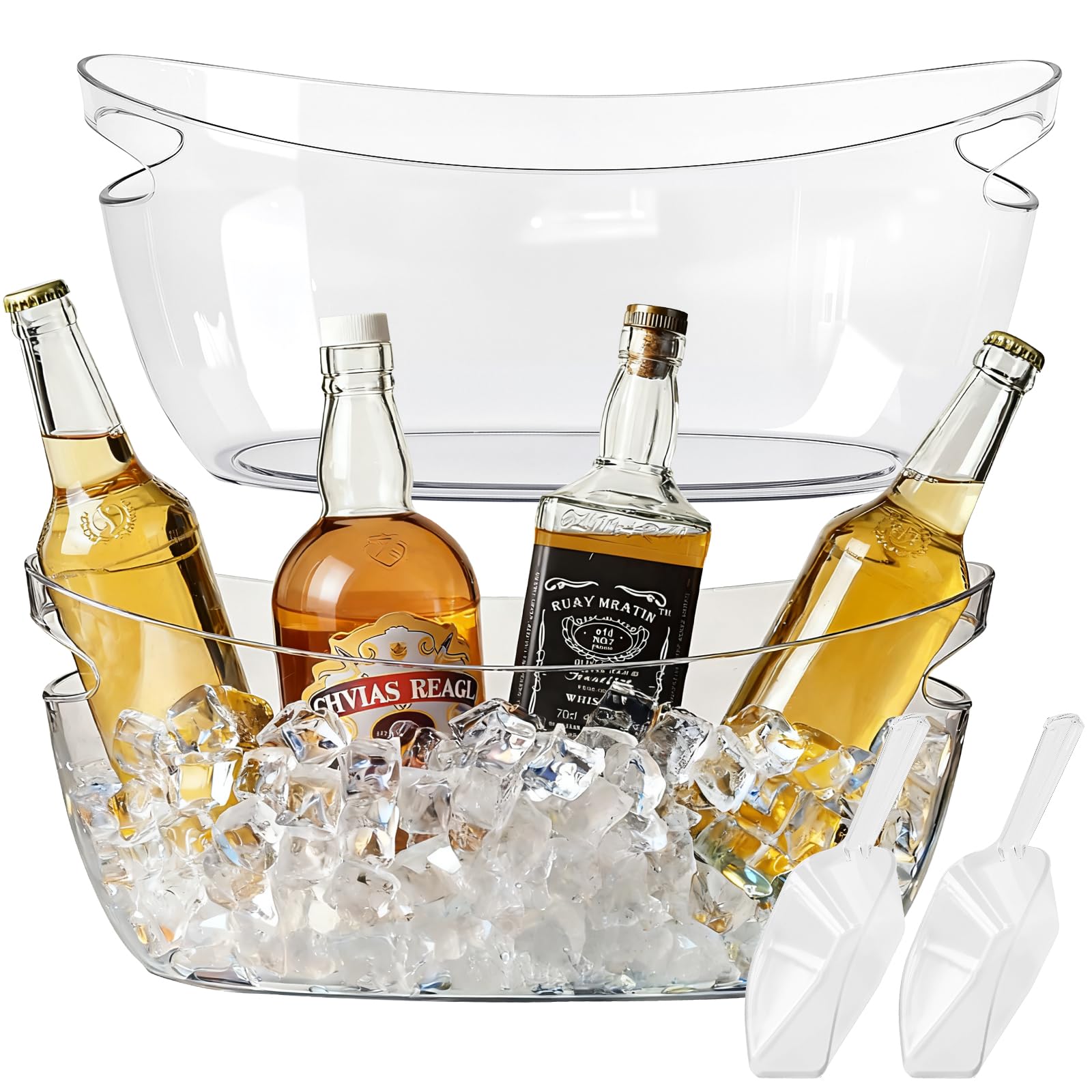 Photo 1 of 2-Pack Ice Buckets for Parties - Extra Large 5.5L Clear Beverage Tubs with Scoops, Perfect for Champagne, Beer, Sparkling Wine, and Cocktails - Mimosa Bar Essentials