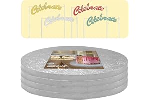GoldenBakeryFamily 10 Inch Round Cake Boards (4-Pack), 1/2 Inch Thick, Silver, Sturdy, Greaseproof for Multi-Tiered Cakes