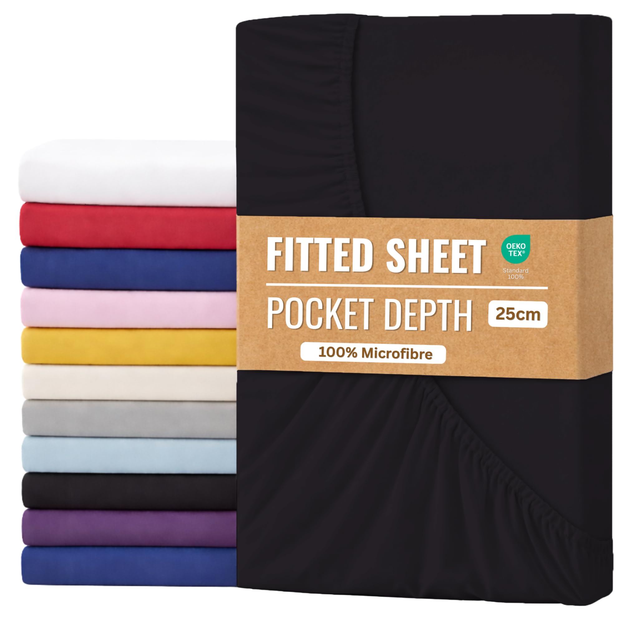Fitted Sheet 40cm with Extra Deep Pockets - OEKO-TEX Certified Bed Sheet Single Size 90X190CM | Hotel Quality & Wrinkle Resistant | Brushed Microfibre Fitted Sheets (Cream, Single 40CM)