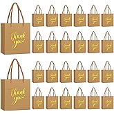 Honoson 30 Pcs Mini Gift Bag with Handle 4 x 2.75 x 4.5'' Small Thank You Bag Foil Paper Tote for Valentine's Day Wedding Baby Shower Birthday Graduation Party Favor Supplies(Kraft Color/Gold)