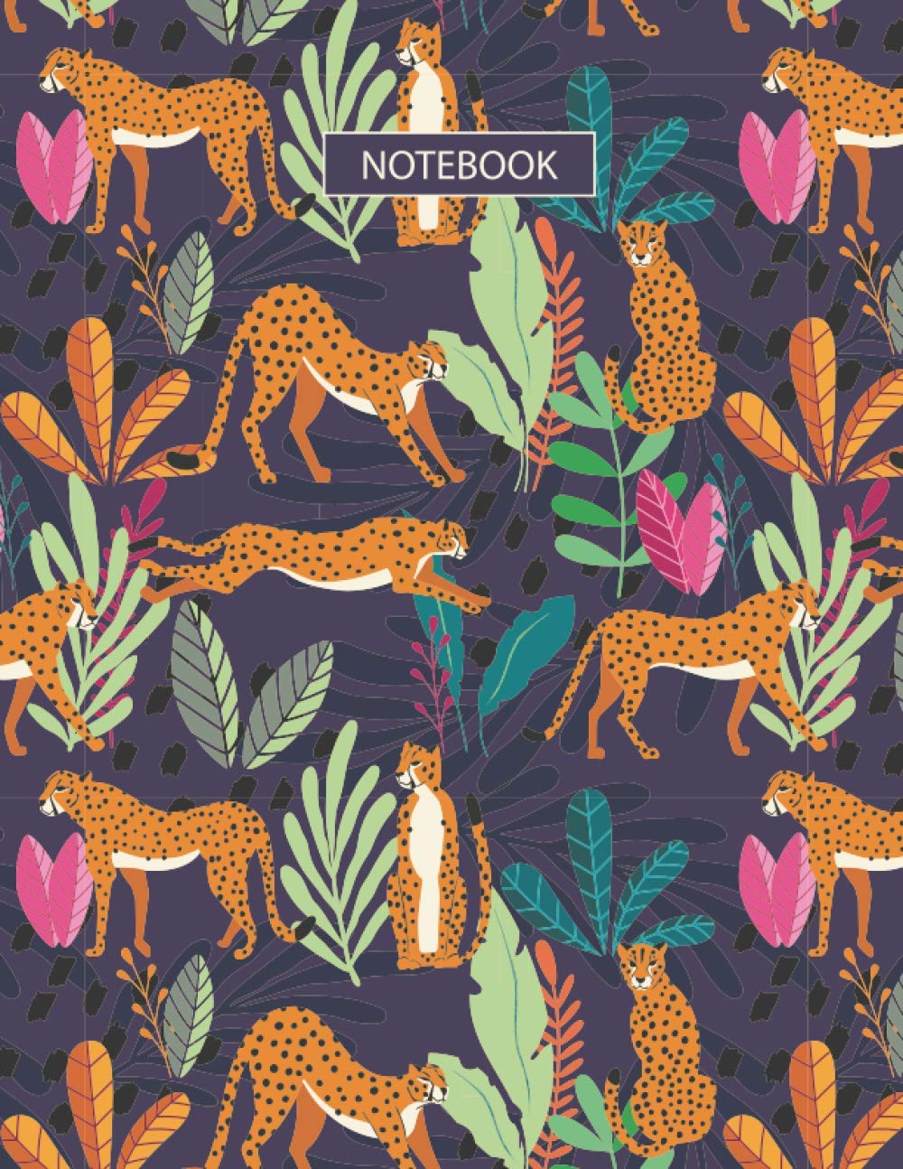 Notebook: Cheetah Print Composition Journal - 8.5 x 11 inches - 110 pages