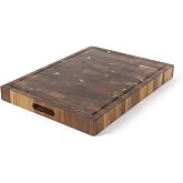 Calphalon Edge Guard Cutting Board, 20 x 15-Inch End-Grain Acacia Wood Cutting Board, Extra-Large Wooden Chopping Block for Heavy-Duty Kitchen Use