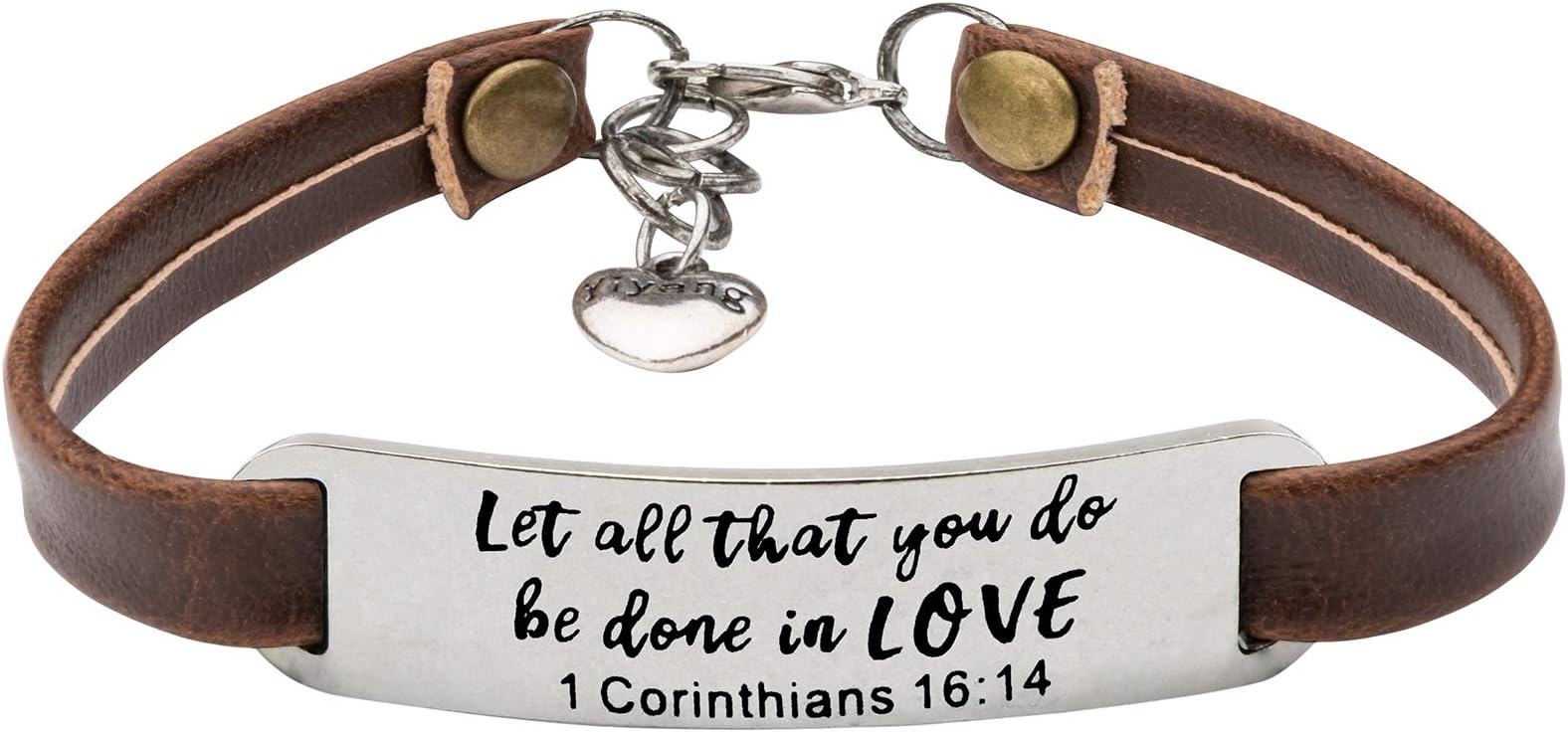 Leather Bracelet for Women Teens Christian Engraved Ornament Jewelry Gift Inspirational Vintage Stretch Religion Bible Verse Christmas Gifts