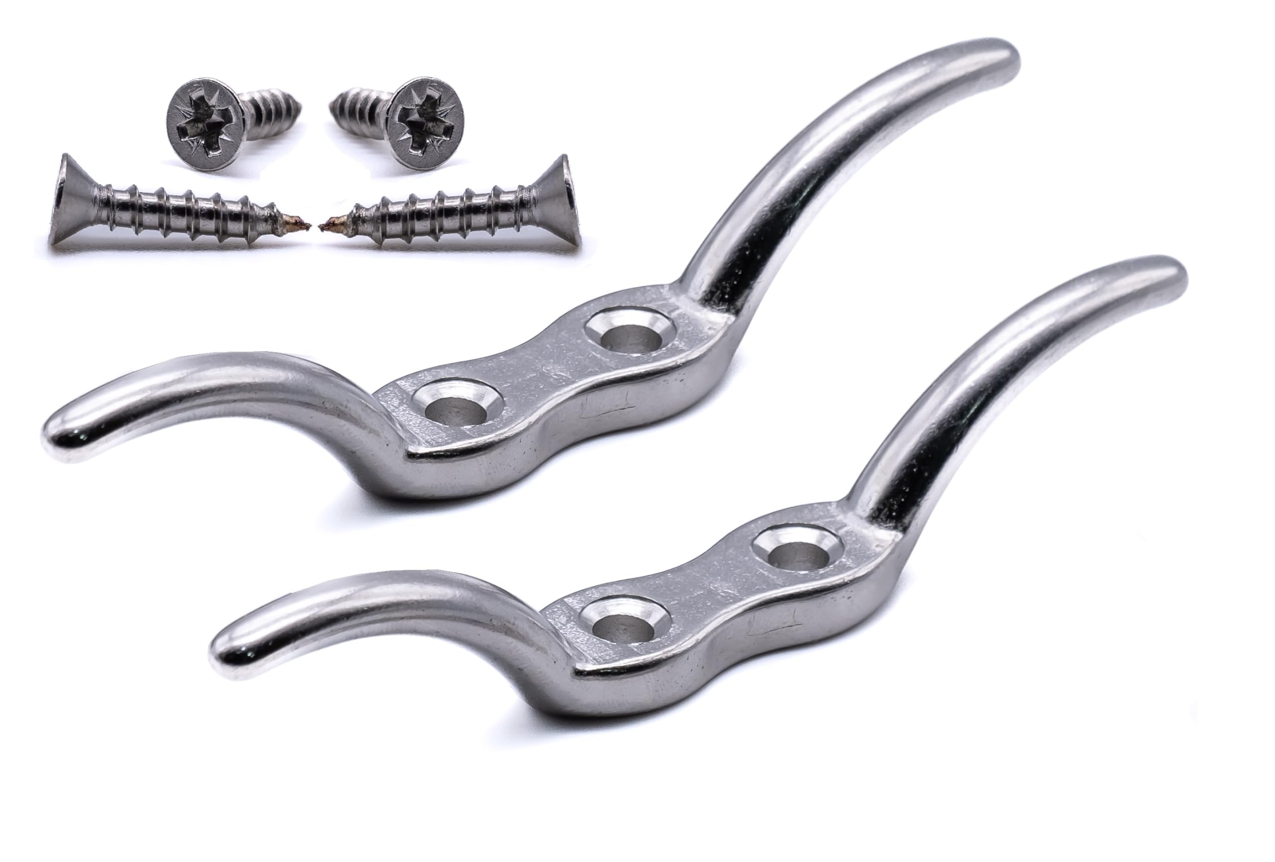 2pcs Flag rope cleat hooks 66mm marine grade stainless steel 316 A4 non rust flagpole blind cord (66mm)