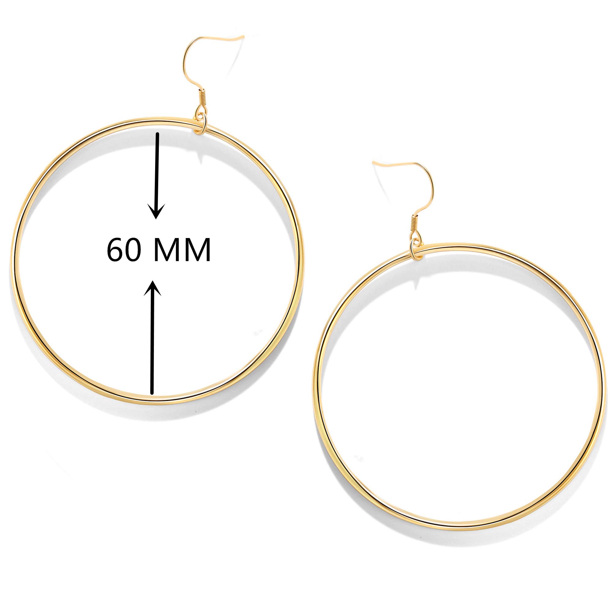Mocalady Jewelers Womens Hoop Earrings 18 K Gold Stainless Steel Jewelry Ear Loop 60 MM