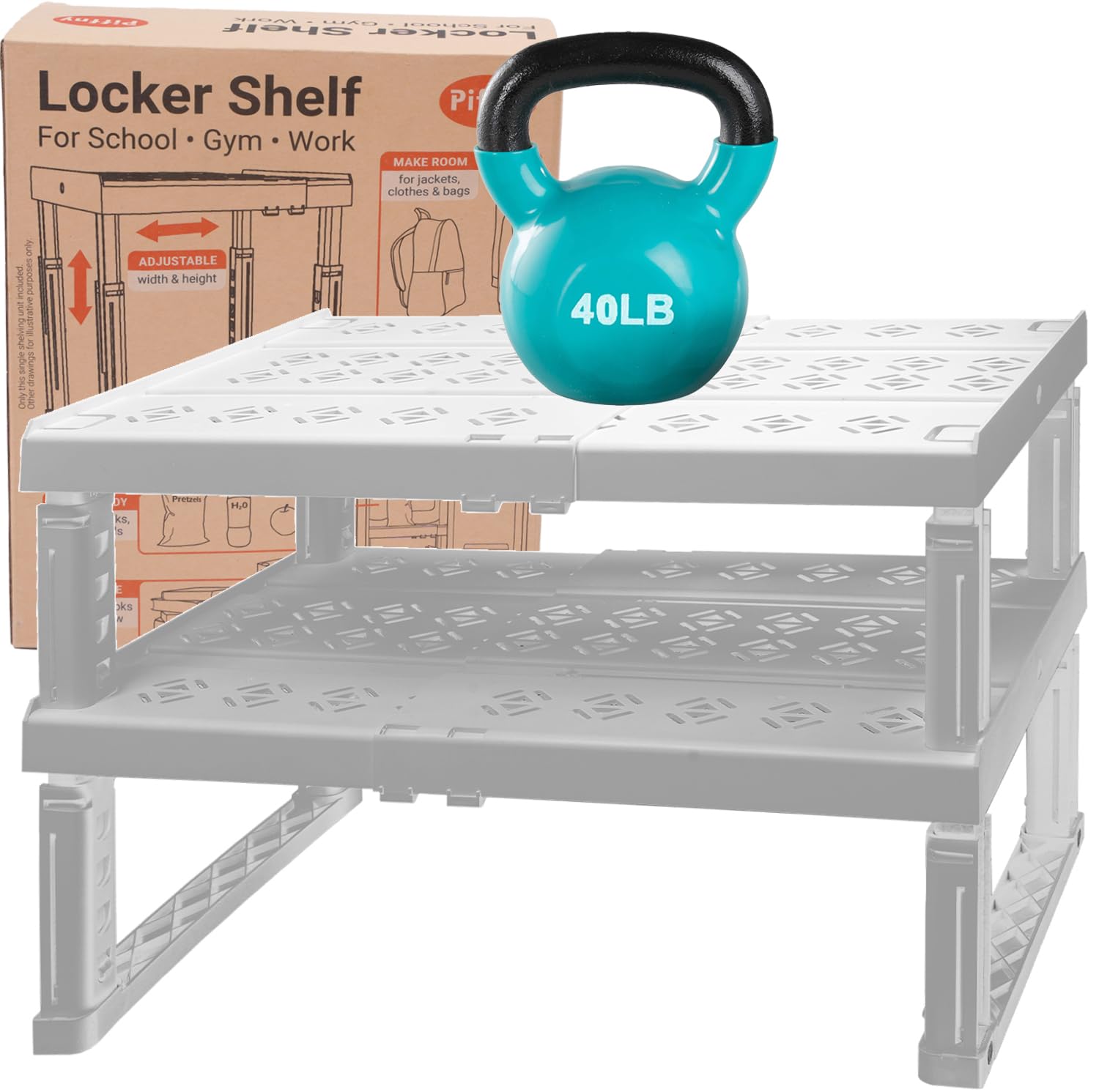 Photo 1 of Piffny Locker Organizer Shelf? Adjustable Width and Height, Ideal Locker for School, Office, and Gym Lockers… (White 2 Pack New Version)