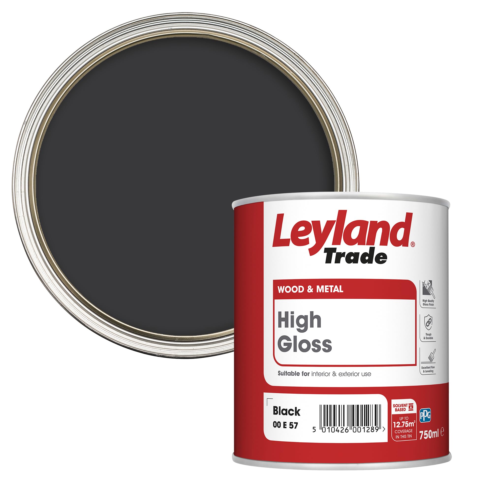 Leyland Trade High Gloss Paint - Black 750ml