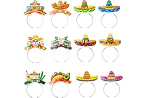 MEMOVAN Fiesta Sombrero Headband 12Pcs Cinco De Mayo Hat Mexican Headband Fiesta Head Topper for Luau Event Photo Props