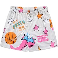 ZACAGO Men's Star Graphic Basketball Shorts Cool Mesh