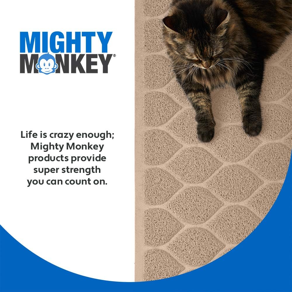 MIGHTY MONKEY Premium Cat Litter Mat, Best Scatter Control, Jumbo XL Sizes, 35x23 inches, Mat Catches Litter, Easy Clean, Soft on Kitty Paws, Taupe: Pet Supplies