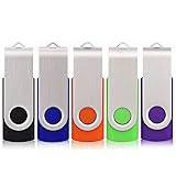 Flash Drive 4GB 5 Pack USB 2.0 Swivel Thumb Drives